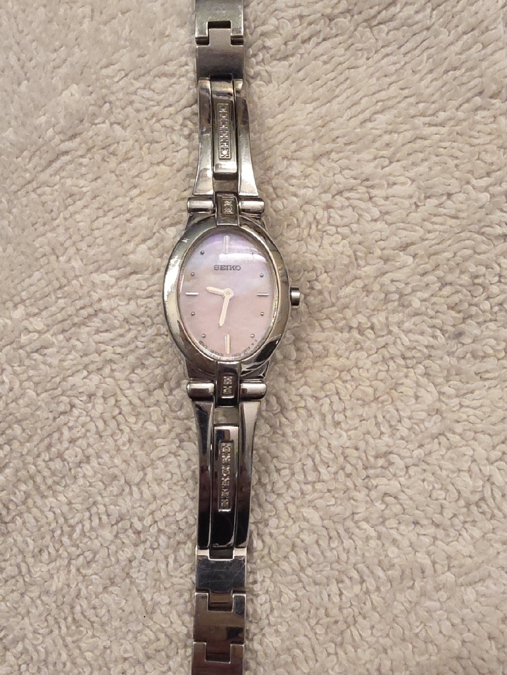 Seiko Silver Bracelet Watch with Pink Dial
